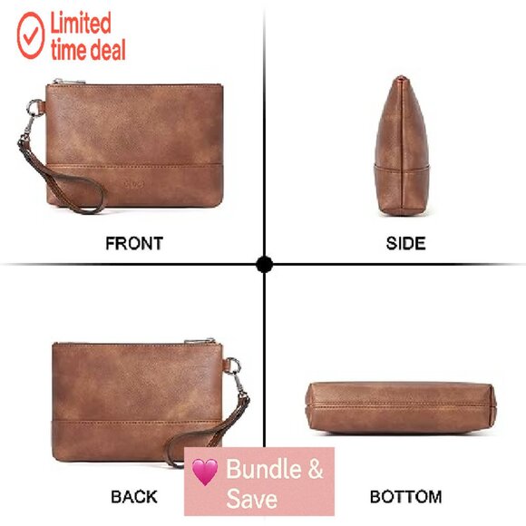 Large Capacity Leather Wristlet Wallet Clutch Purse Phone Organizer Travel - Picture 8 of 8